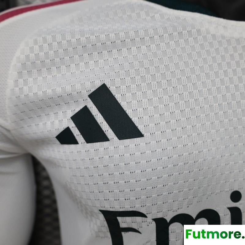 Player Version 26/27 Real Madrid White with Burgundy Stripe Long Sleeve Home Jersey