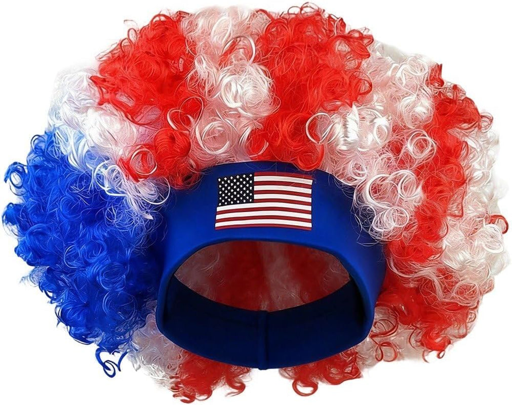 Perruque Afro Aux Couleurs Du Drapeau De Football, Accessoire Amusant Pour Célébrer Un Match De Foot Avec Un Événement Festif.