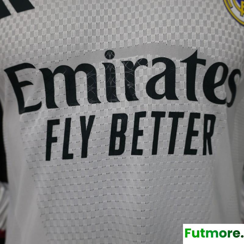 Player Version 26/27 Real Madrid White with Burgundy Stripe Long Sleeve Home Jersey